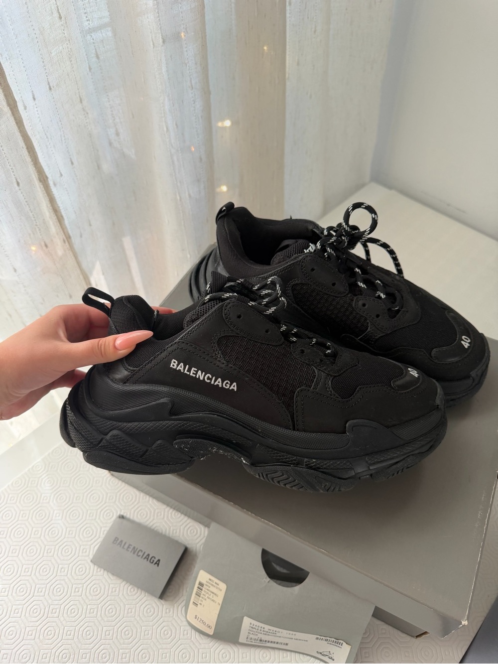 Balenciaga Black Triple S-Style Chunky Sneakers
